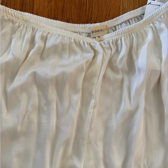 Donni Silky Simple Pants Cream Satin Elastic Waist Size M - Picture 4 of 8